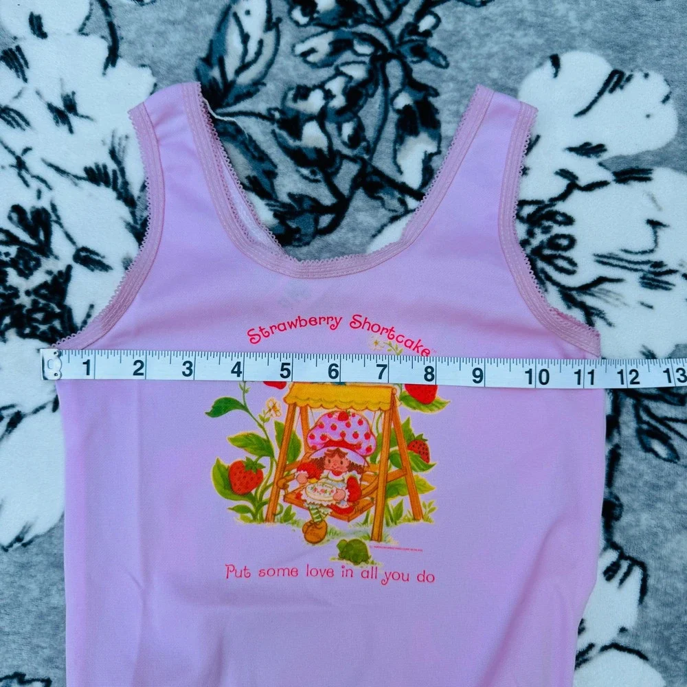 Strawberry Shortcake Undershirt Set Kids M 8-10 Pink New Vintage 1980 Graphic